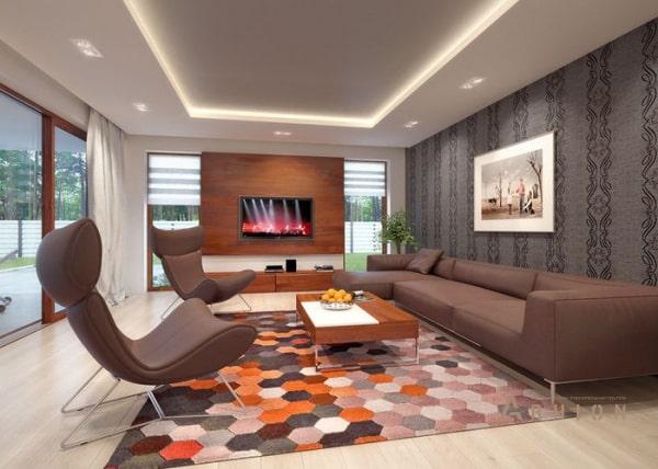 9. Проект одноэтажного дома в современном стиле с плоской кровлей , R-14-51, площадью - 223 кв c мансардой, терассой, гаражом